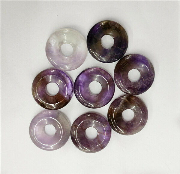 8Pcs 18mm Natural Purple Amethyst Donuts Pendant Bead DIY Jewelry Necklace HH238