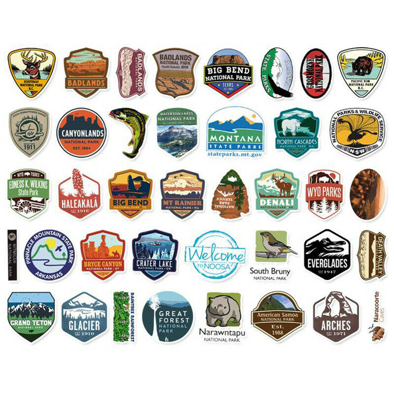 50Pcs National Park Zoo Stickers Laptop Skateboard Luggage Guitar Stickers T cE