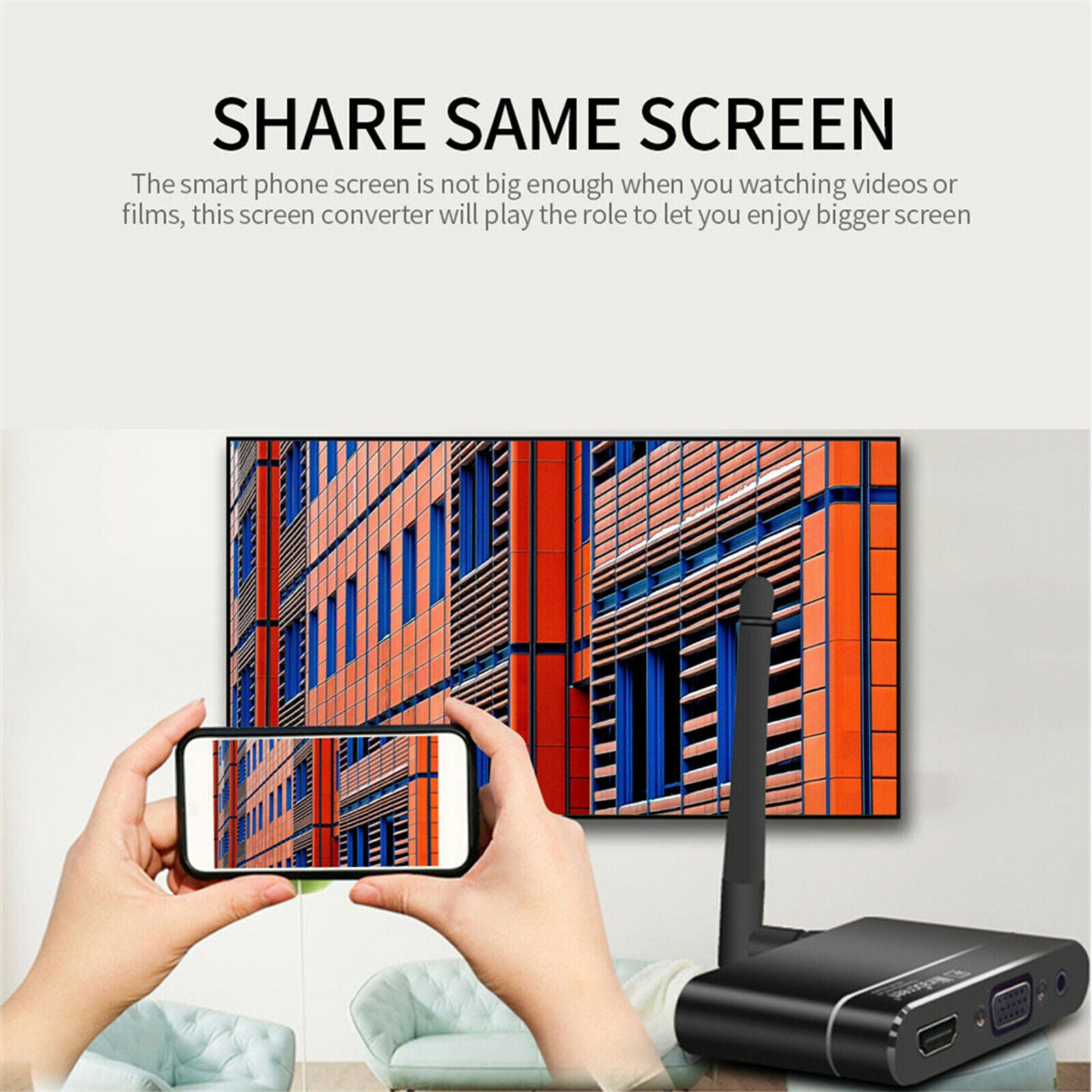 Wireless WiFi Display Receiver Screen Share 1080P for Casting Smartphone to
