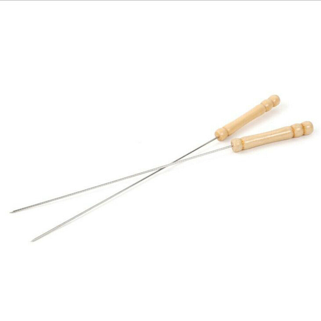 20x Stainless Steel Barbecue Skewers Wooden Handle Grill Grill