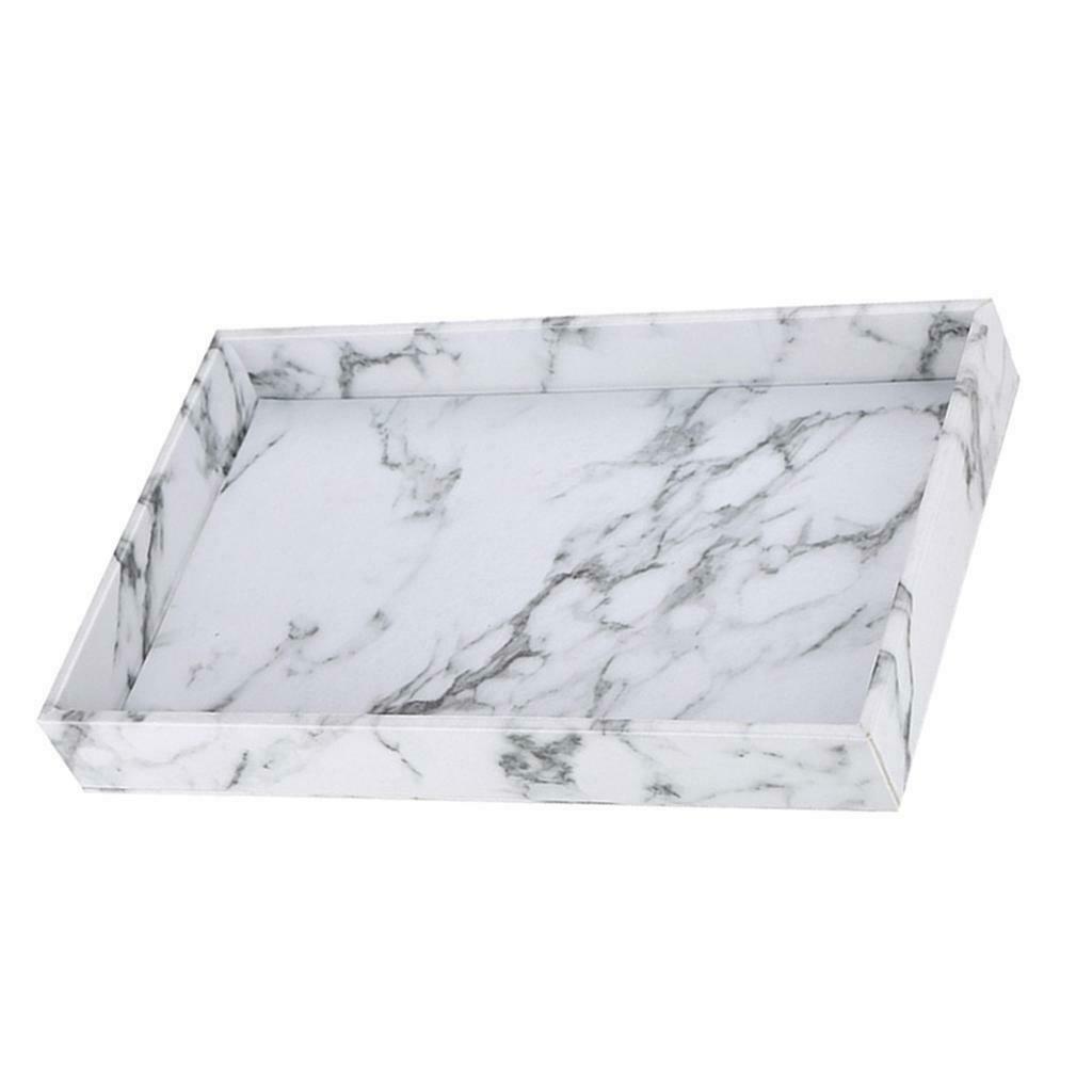 Marble Texture Serving Tray PU Leather for Coffee Desserts Rectangle 13x8"