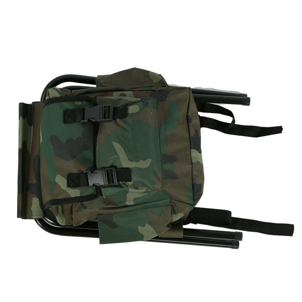 Foldable Chair Seat Fishing Camping Fishing Stool with Carry Bag Camo Outdoor