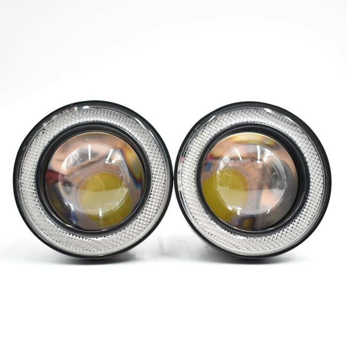 2x 3.5" 89mm Universal LED Fog Light Blue COB Halo Angel Eye Ring Car DRL Lamp
