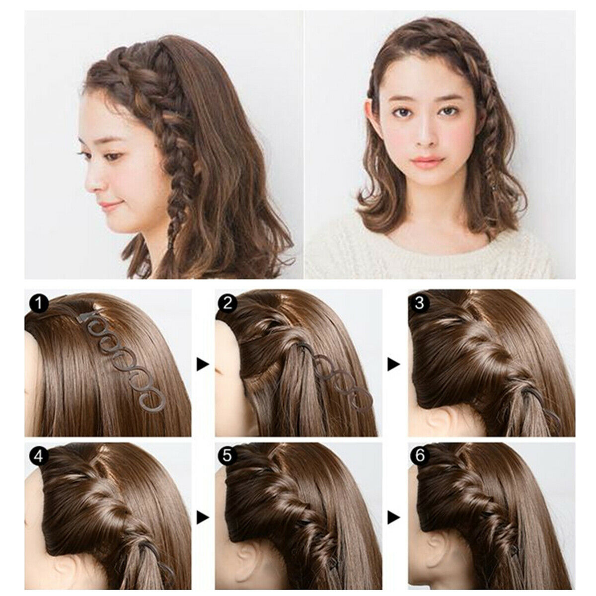 2X French Braid Plaiting Twist Braider Roller Hook Bun Maker Hair Styling Tool
