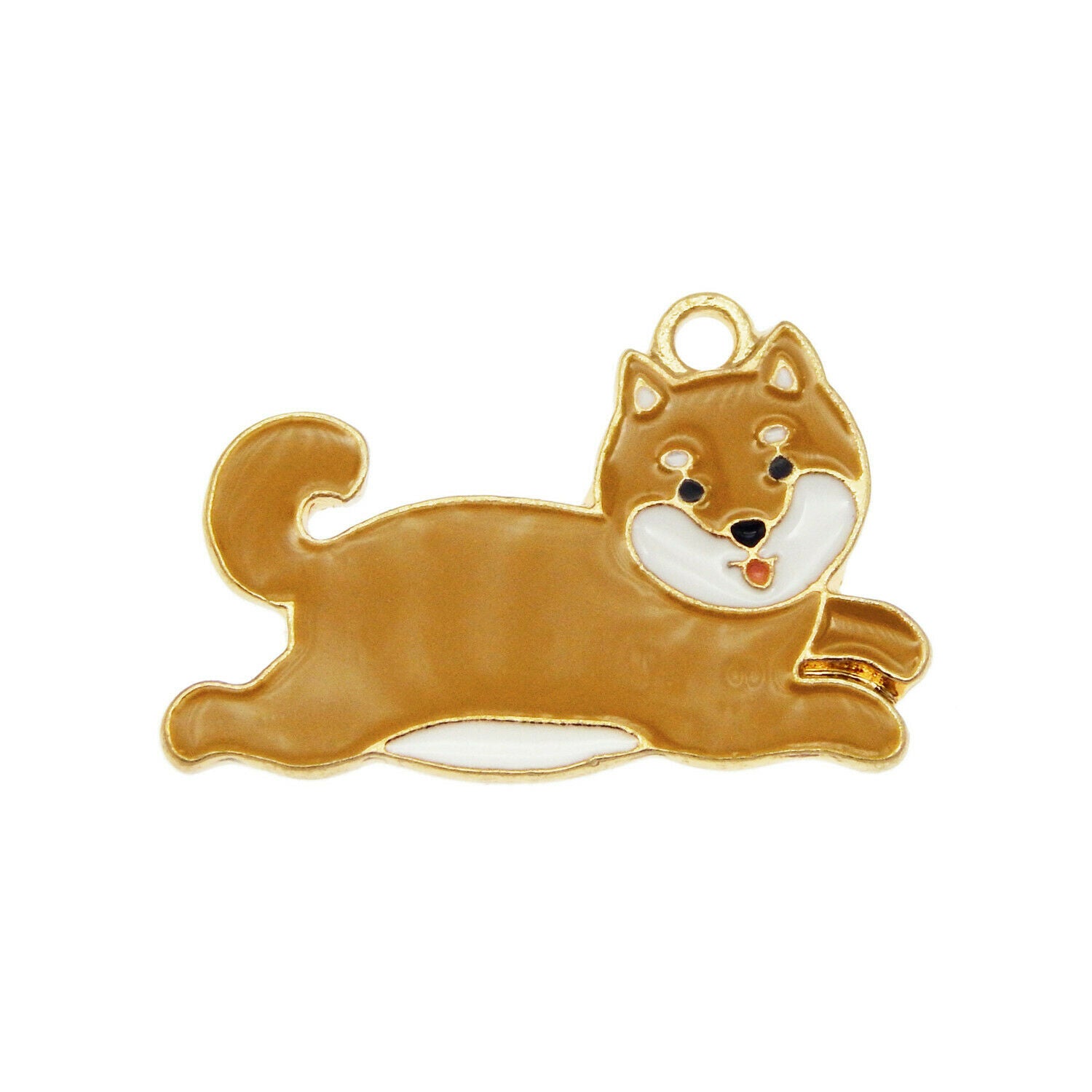 12PCS Colorful Enamel Pet Shiba Inu Dog Puppy Pendant Charms DIY Making Findings