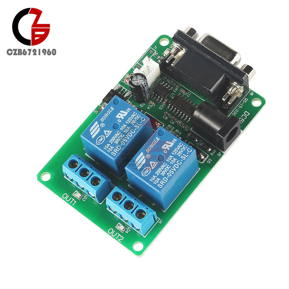 RS232 DB9 Serial Control Relay DC 5V 9-12V 2 Channel 2CH Switch Board for SCM PC