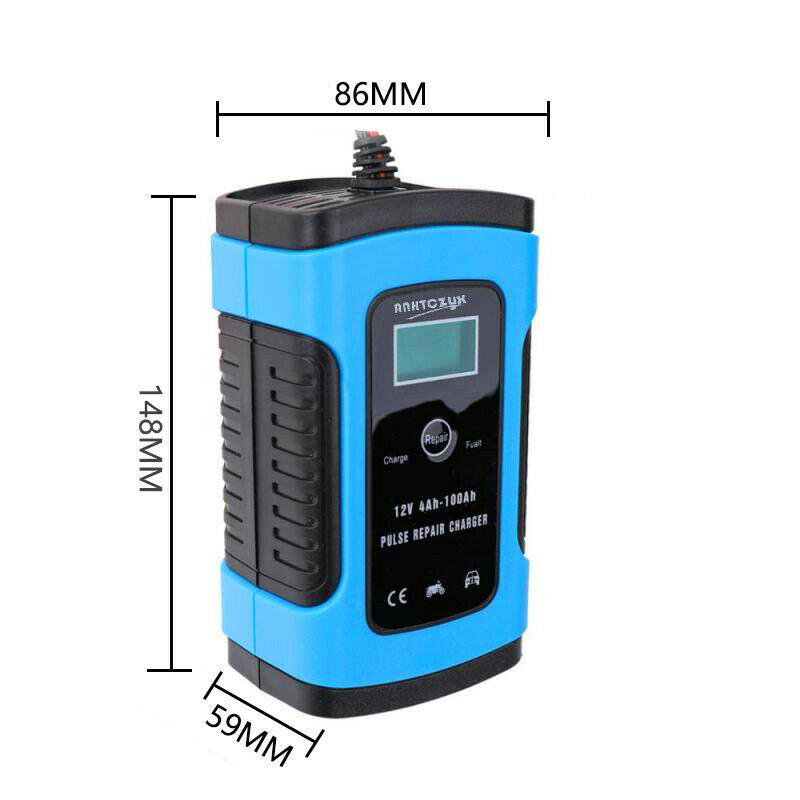 Car Battery Charger 12V 6A LCD Intelligent Automatic Motorcycle Pulse Lawn Mower