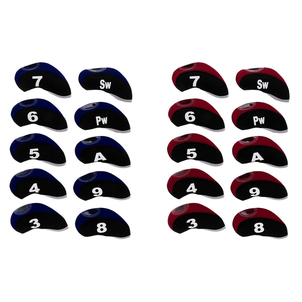 20pcs Golf Iron Club Head Covers, Headcovers Metal Neoprene Traditional Plain