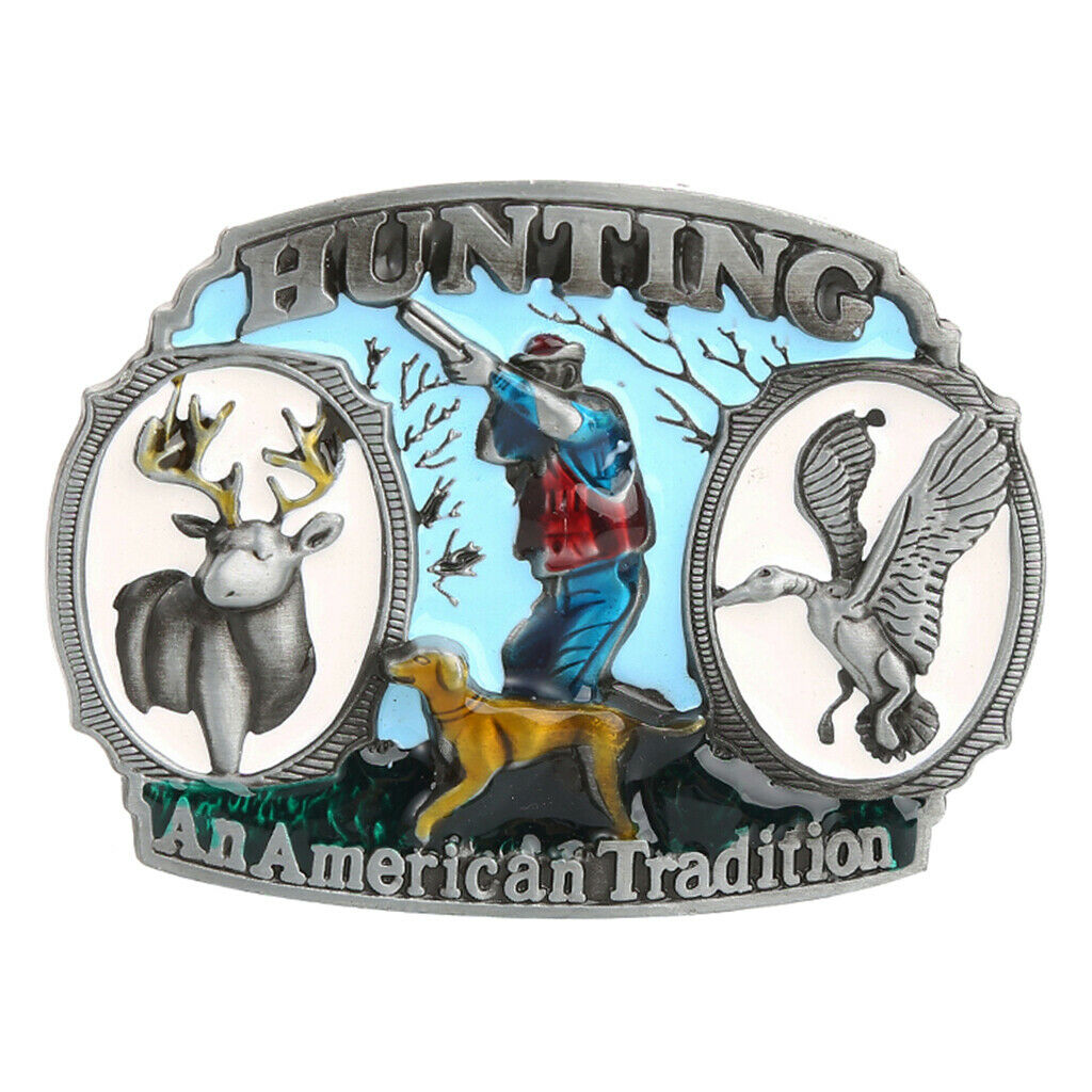 American Huntsman Carved Belt Buckle Metal Western Cowboy Jeans Buckle