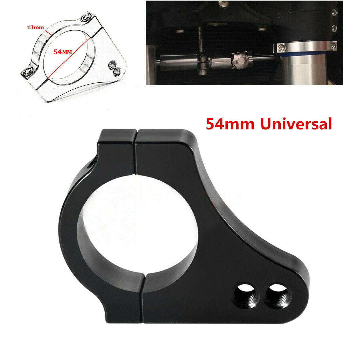 54mm Universal CNC Aluminium Motorcycle Steering Damper Fork Frame Clamp Bracket