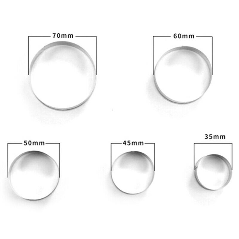 5 Set Round Circle Stainless Steel Cookie Cutter Biscuit DIY Baking Pastr.l8