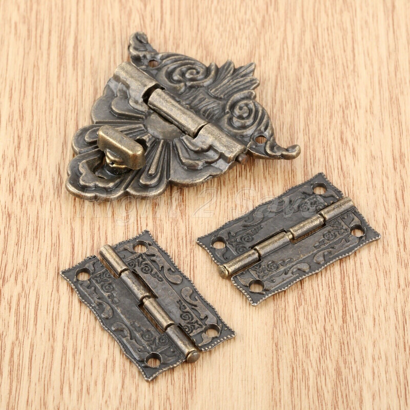 European Style Chest Suitcase Jewelry Box Latch Clasps Trinket With 2pcs Hinges