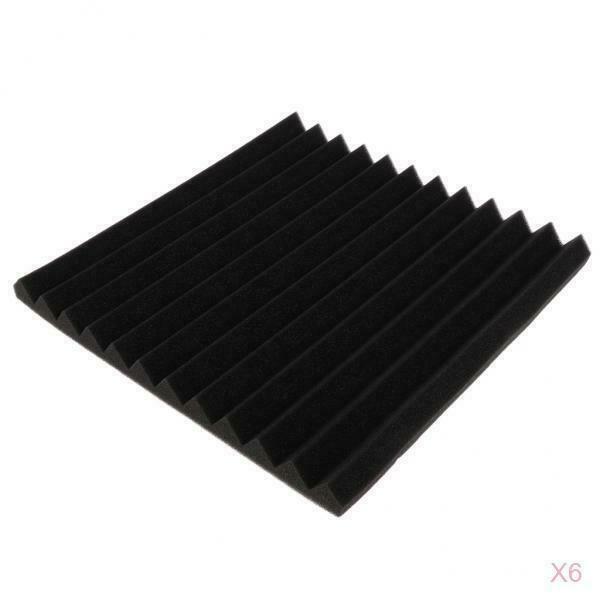 6pcs Acoustic Foam Black Wedge Panel Wall Studio Sound Proof Thick Board