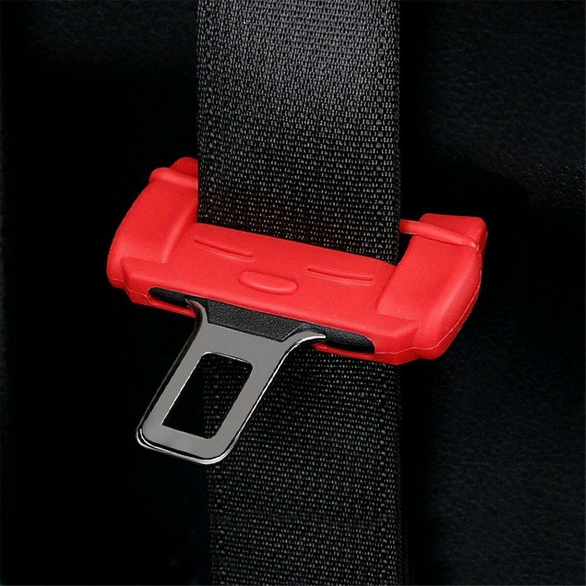 1pc Universal Car Auto Seat Belt Buckle Silicone Cover Clip Anti-Scratch Red