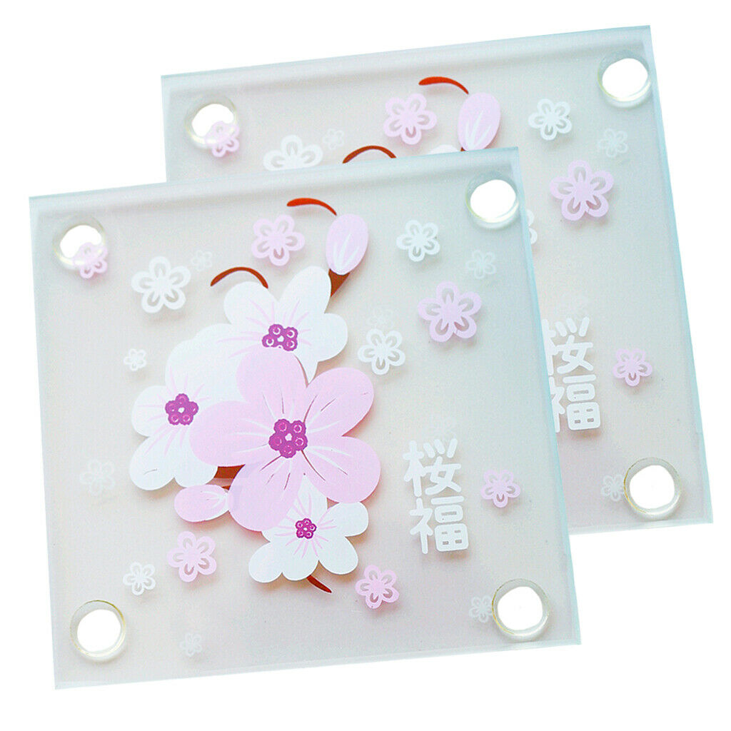 Japanese Cherry Blossoms Wedding Glass Coasters, Set of 2