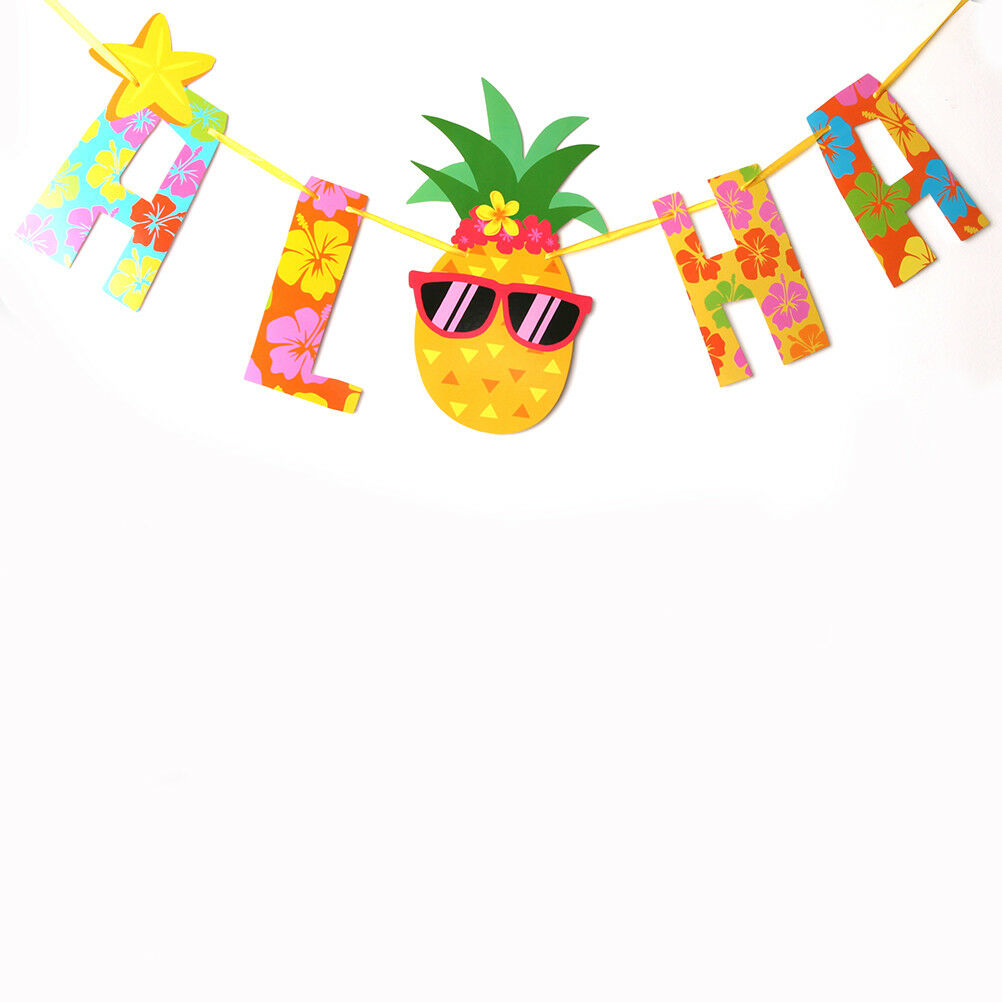 Summer Aloha Hawaiian Tropical Pine  Garland Bunting Home Party Banners .l8