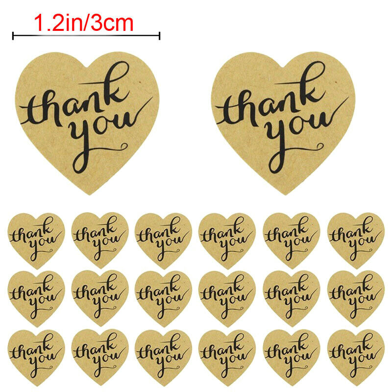 500pcs Heart thank you Stickers Cake Sealing Labels Gift Box Adhesive Sti.l8