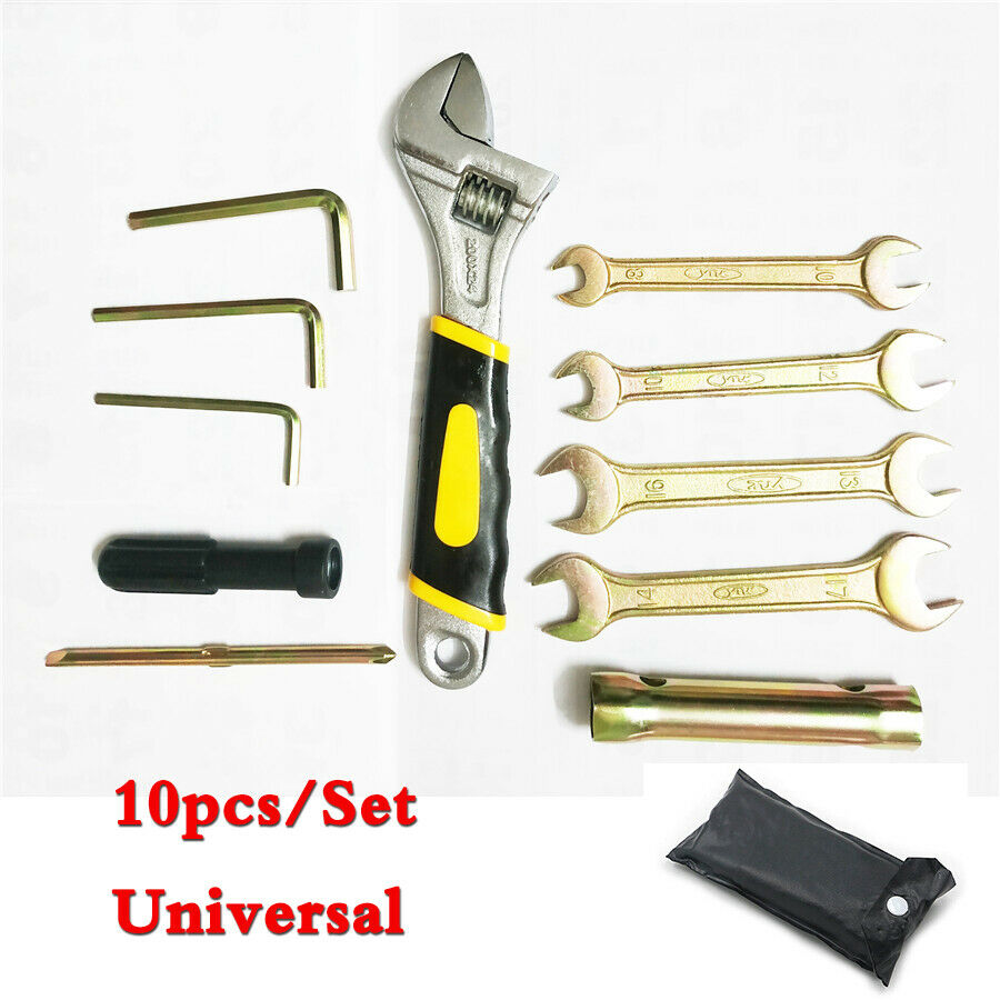 10x Motorcycle Spark Plug Spanner Wrench Socket Tool Kit w/Bag Durable Universal