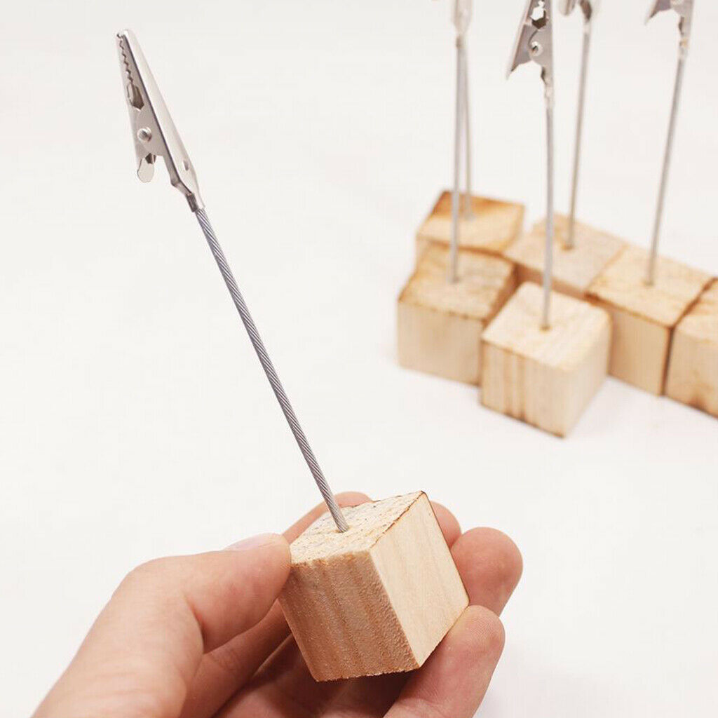 10Pcs Rustic Wood Card Holders with Clips Memo Holder Stand Card Photo Picture