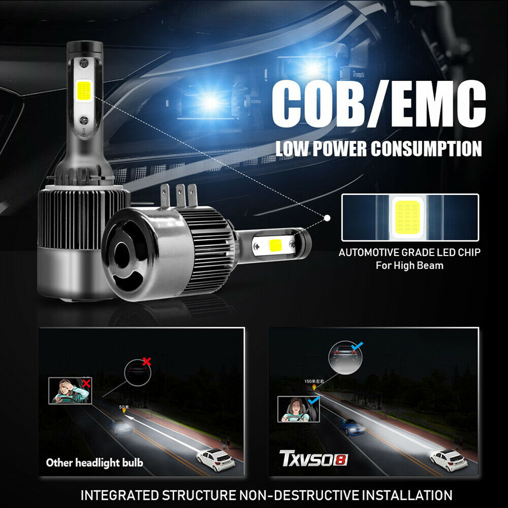 LED H15 6000K White 55W 5500LM Car LED Bulbs Headlights Set Kit