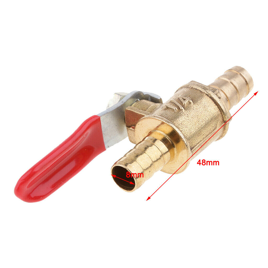 2pcs 1x 8mm Brass Ball Valve Gas Air Fluid Use Shut Off Red Handle