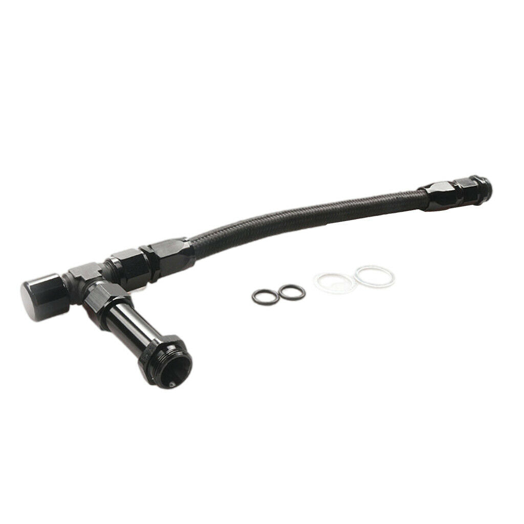 Car Thread Nylon Braided Hose Oil Cooling Double Joint Set Accessories Black