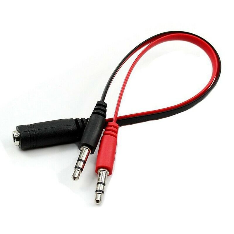 3.5mm Female to Dual Male Mic Audio Y Splitter Cable Extension Cord For PC J7OO6