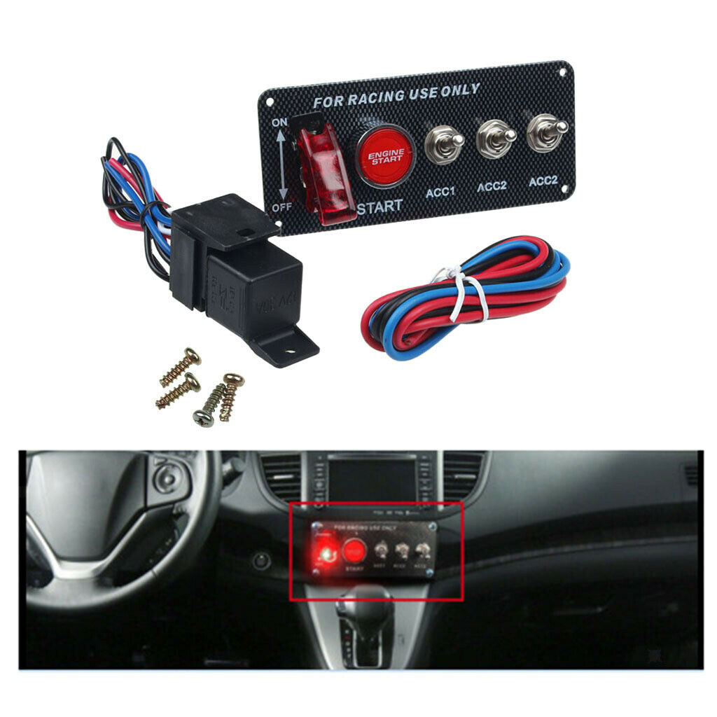 Racing Auto DC 12V Engine Start Switch Panel Engine Start Push Button Red