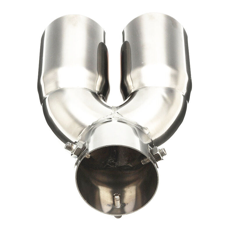 76mm 3" Universal Chrome Stainless Car Rear Double Exhaust Pipe Tail Muffler Tip