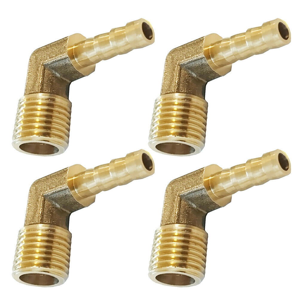 4 Units 90 Degree Male Elbow Barbed Hose Tail Pipe Gas Fittings