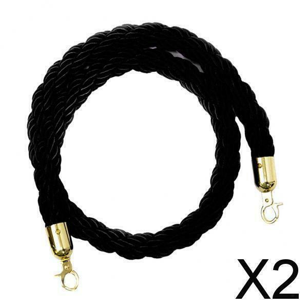 2X Rope Barriers - Heavy Duty Crowd Control Stanchions 2m Black