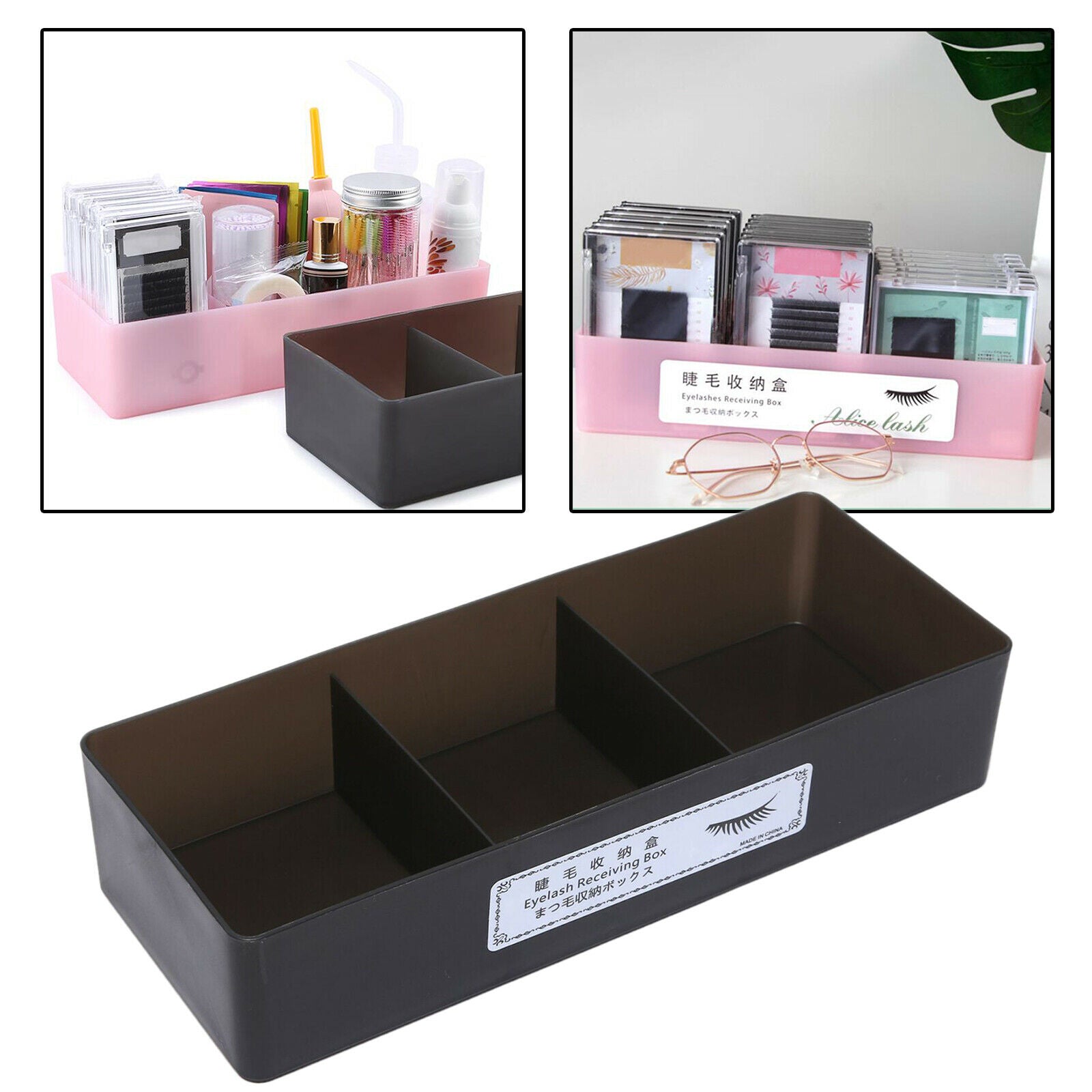 2X Eyelash Extension Tool Storage Box Container Holder for Grafting Black