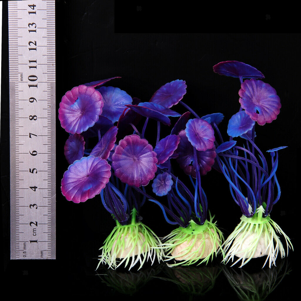 2x 3pcs  Plastic Lotus Leaves Plant For Aquarium
