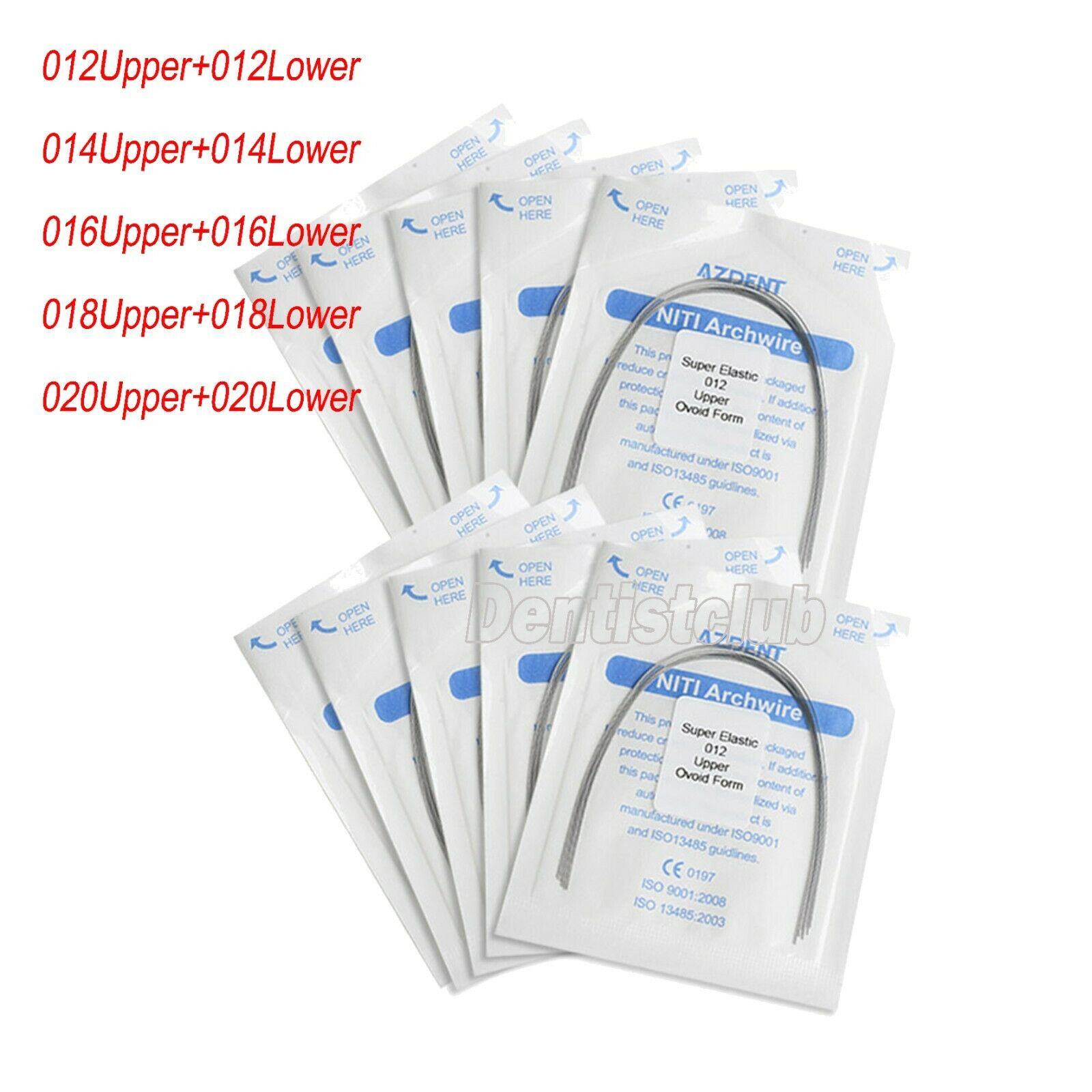 200X AZDENT Dental Orthodontic Super Elastic Niti Arch Wires Round Ovoid Form