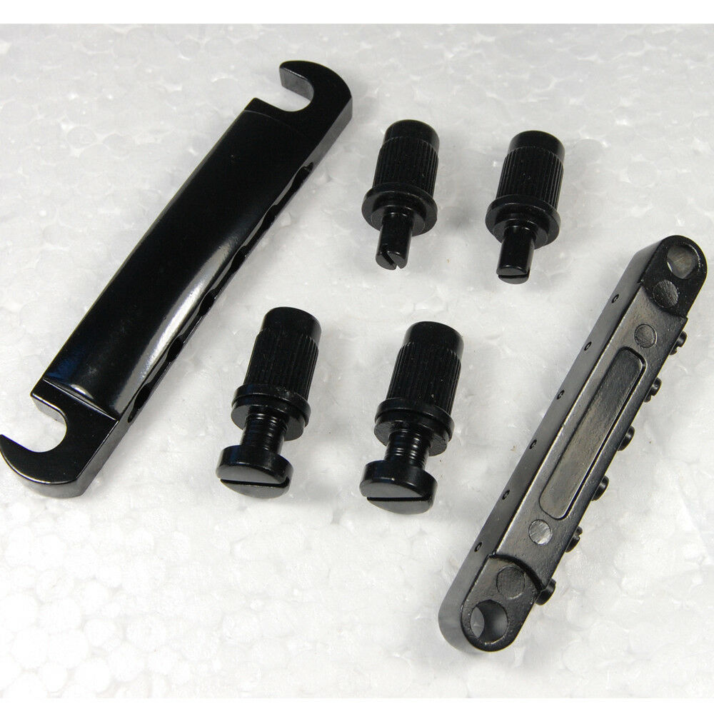 Chrome Guitar Tune-O-matic Bridge Tailpiece Tail For Les Paul LP Style Set black