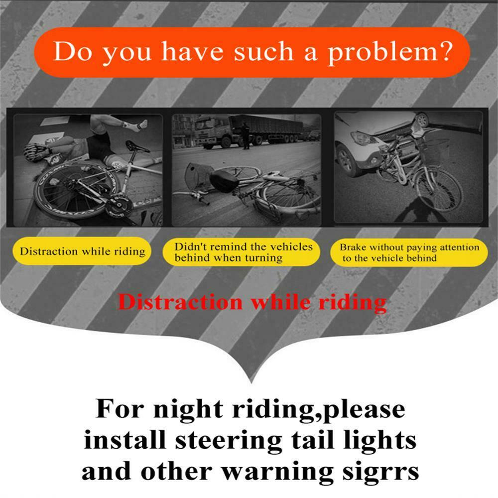 3 Lighting USB Bike Tail Light LED Bicycle Rear Brake Turn Signal Warning Light