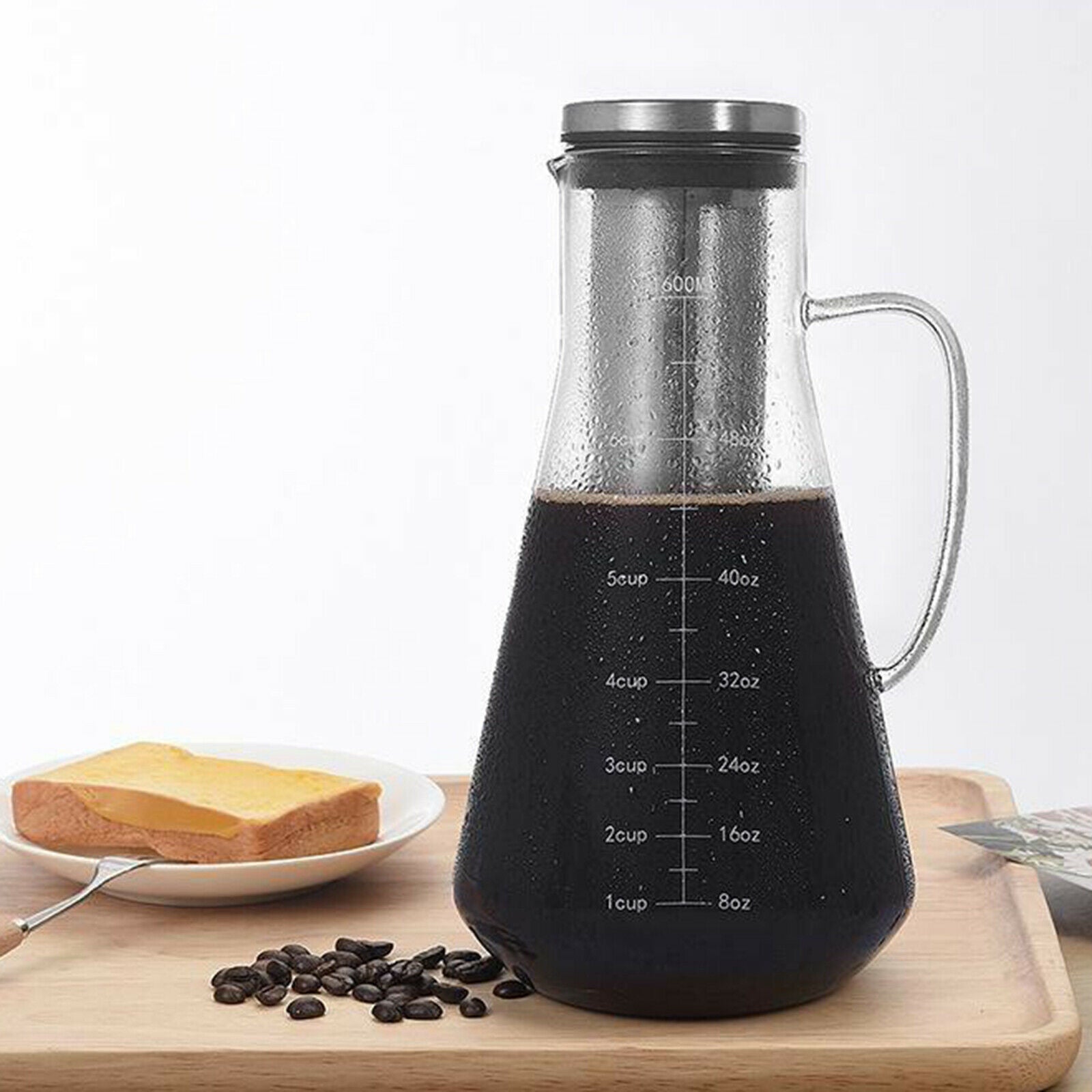 Household Coffee Tea Maker Pot 260x90x73mm Coffee Kettle Pot Glass Teapot 1600ml