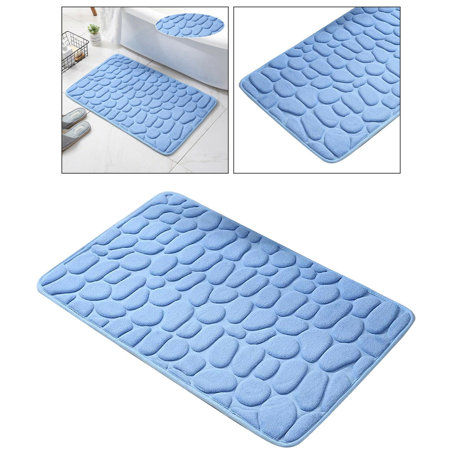 Bathroom Carpet Mat Floor Mat Rug Anti-slip Doormat 40x60cm Blue