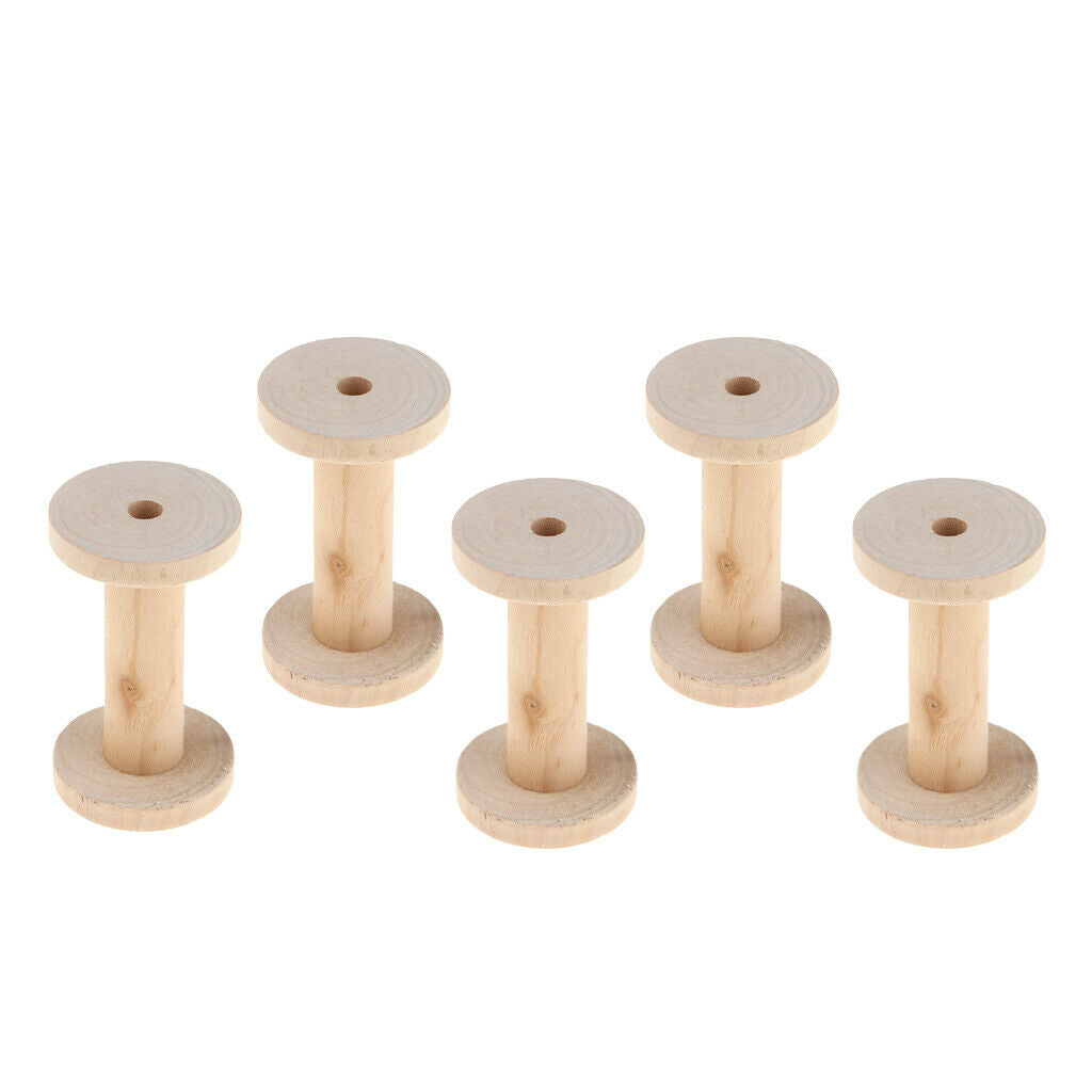 5x 1.96 '' X 3.3 '' Unfinished Wood Coils Craft Supplies Natural Wood Color