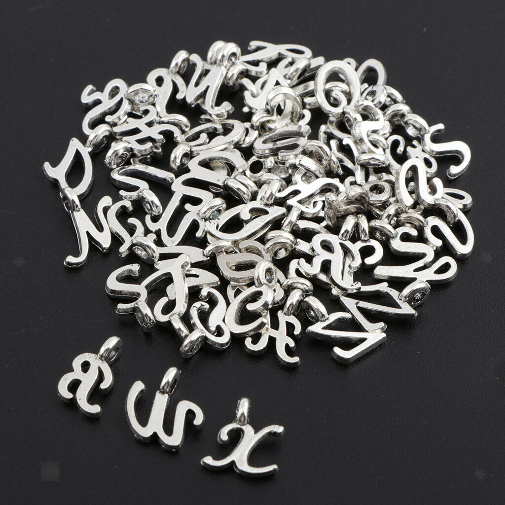 52 Pcs Initial Alphabet Letters Charms Beads Great for DIY