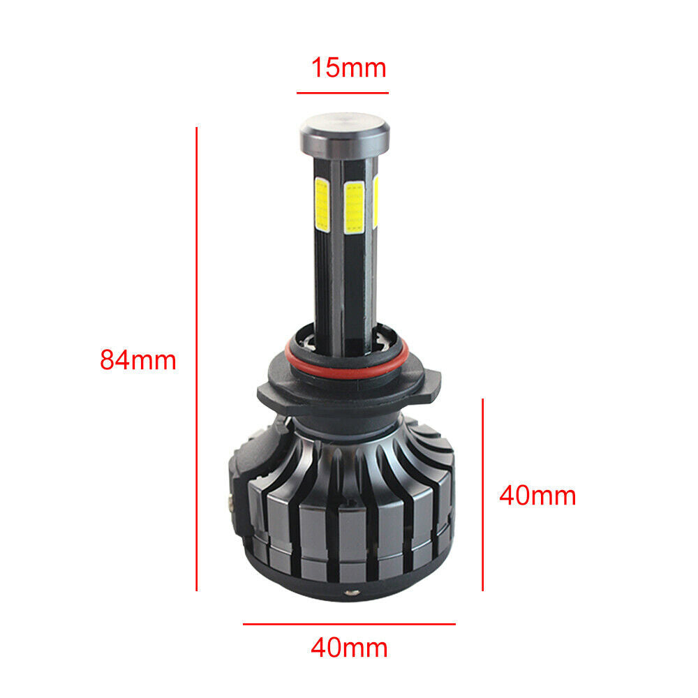 2PCs Auto HB4 9006 6-sides Led Headlights Headlamps 90W/Set 16000LM 6000K White