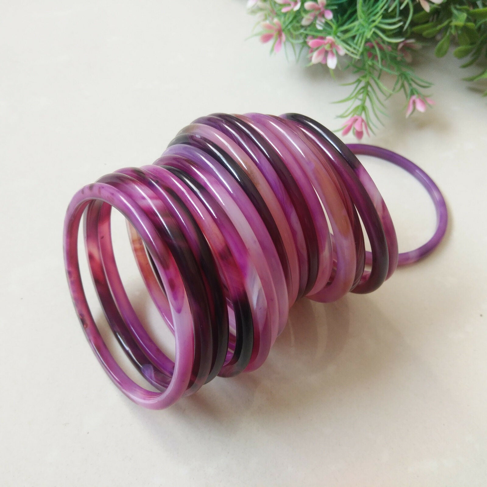 10pcs Fashion 100% Natural Agate Chalcedony Jewelry Bangle Bracelet 54-55mm A+