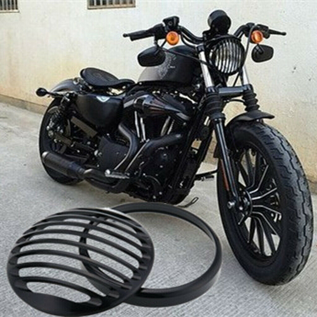 Aluminum Universal Motorcycle 5 '' Headlight Grill Frame Protection Black