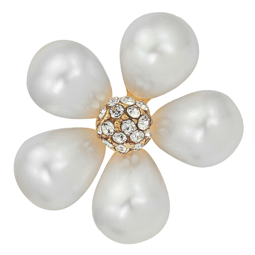 Women Alloy Simulated Pear Flower Brooch Lapel Pin Collar Tips White Jewelry