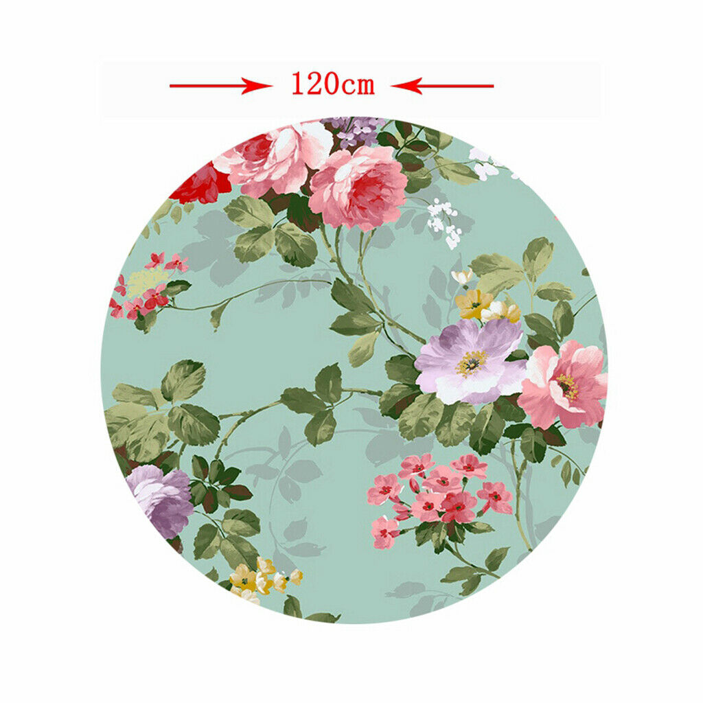 2pcs Polyester Table Cover Kitchen Elastic Edged Tablecloth Floral Pattern