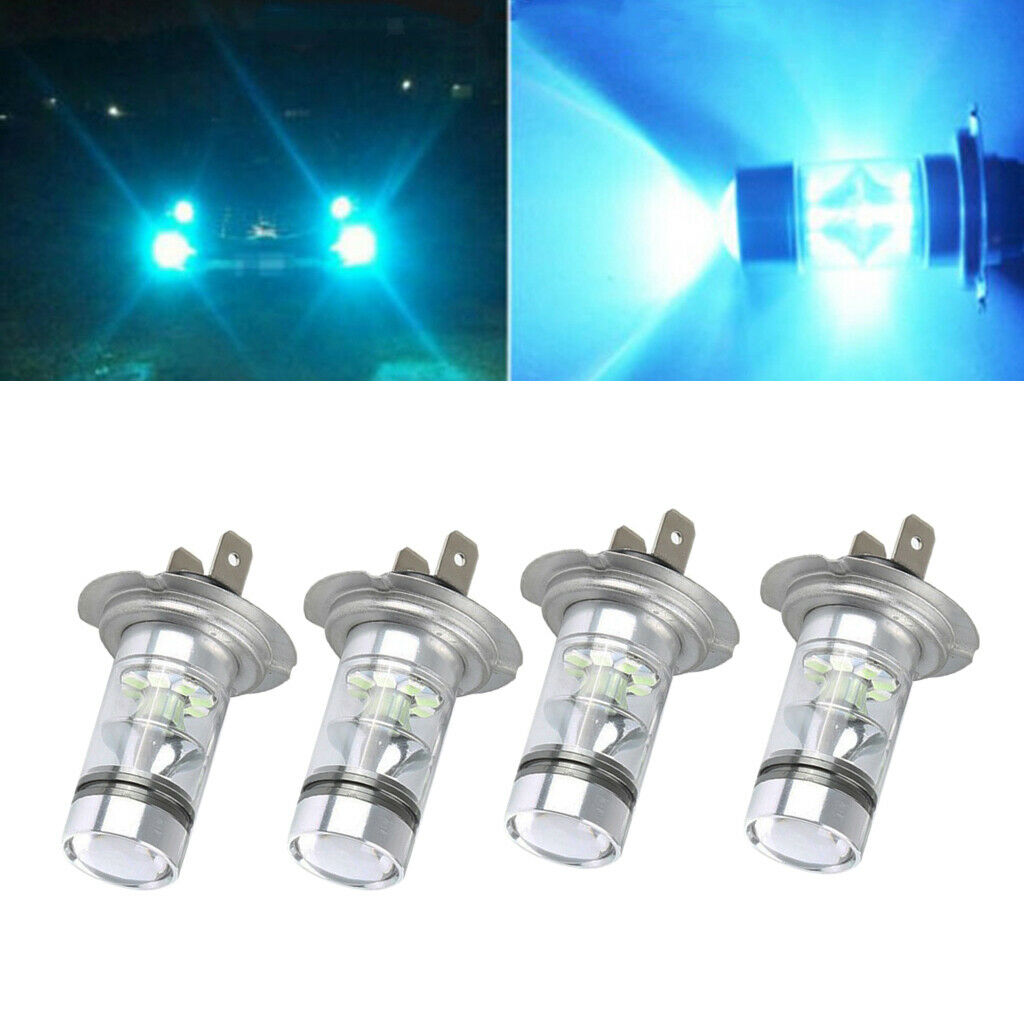 4Pcs Mini Bright 8000K 100W DC12V SMD Auto Foglight Lamp Bulbs Waterproof H7