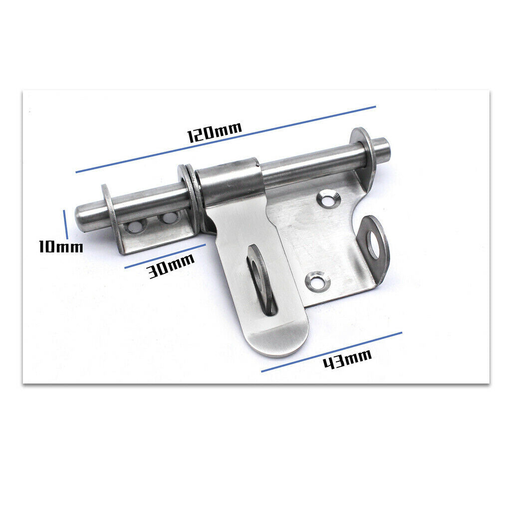 2x Stainless Steel Gate Screw Locking Safety Door Sliding Lock Sliding Surface