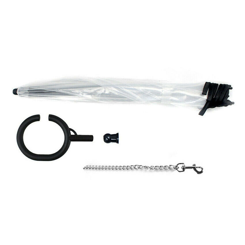 Pet Umbrella Built In Leash Dog Puppy Dry Walking Sleet Snow Rain Clear Plastic