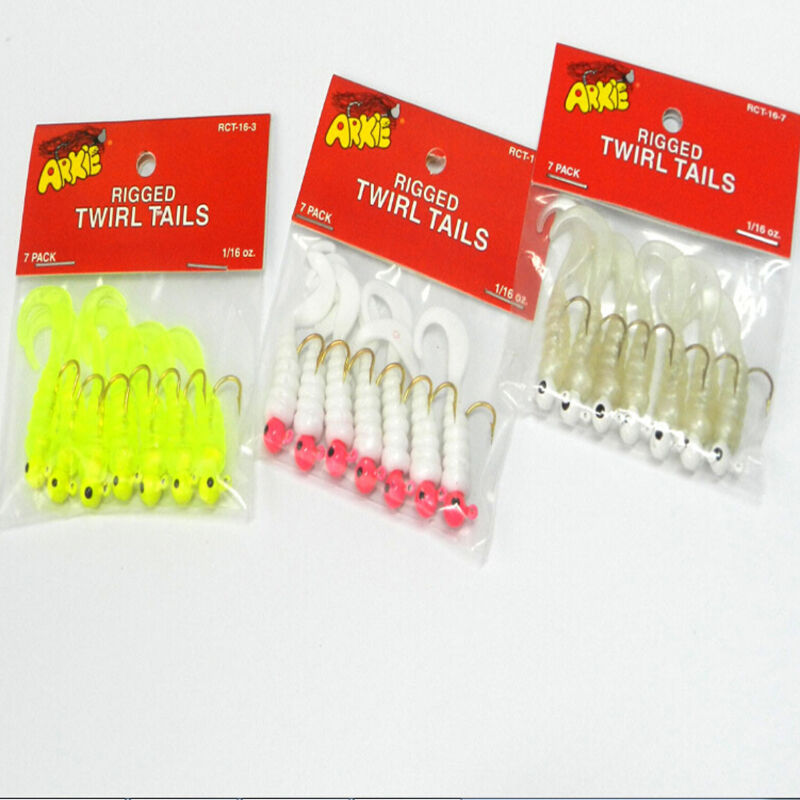 Fishing Jigs Lure Sea Bass Bait Jig Head Twirl Tails Worm Baits 7 Pcs/Lo.l8