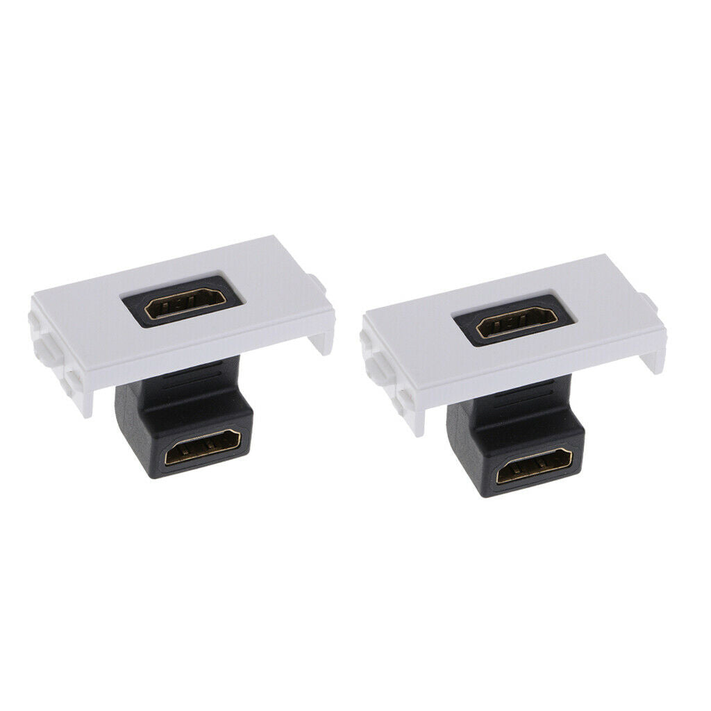 2Packs HDMI Wall Socket Module 90 Degree Solderless Type 2 Way Female/Female